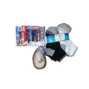boys gift set lot icee slime hatching dinosaur egg 12 pc socks stocking stuffer